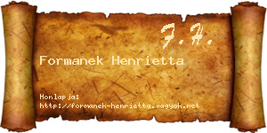 Formanek Henrietta névjegykártya