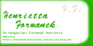 henrietta formanek business card